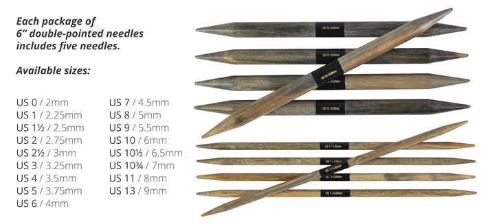 6" Driftwood Double-pointed Needles (DPN)