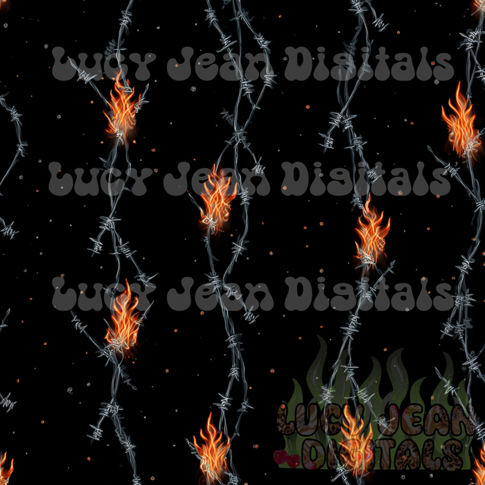 Black Flames and Barbed Wire Seamless File