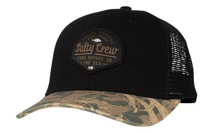Salty Crew Border trucker hat in black camo