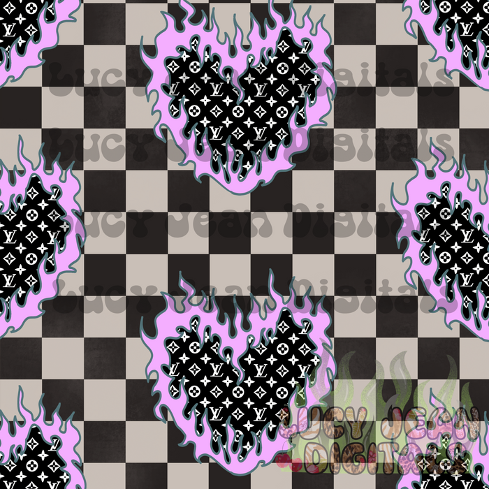 Boujee purple Flame Checkered Seamless File