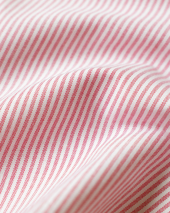 Made in Canada 100% Cotton Boxy Oxford Stripe Shirt Red - Womens - Province of Canada