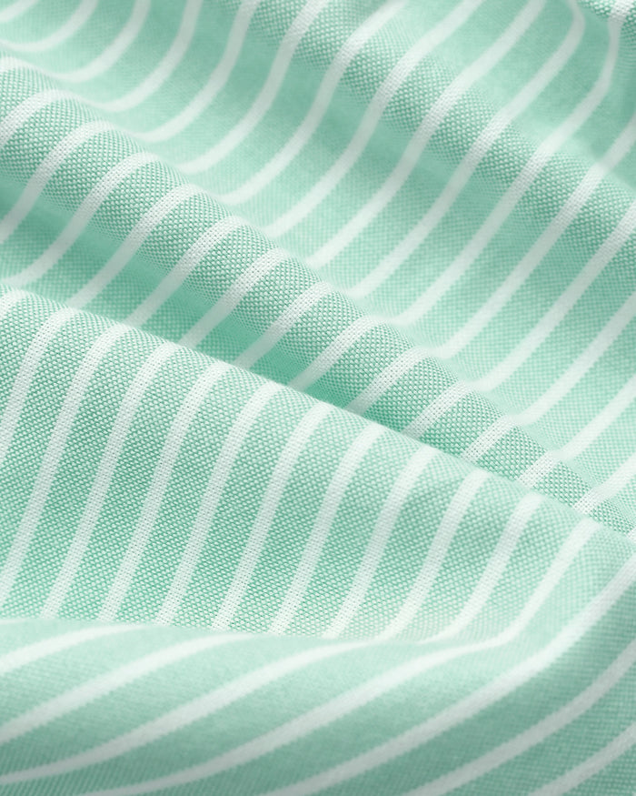 Made in Canada 100% Cotton Boxy Oxford Wide Stripe Shirt Green - Womens - Province of Canada