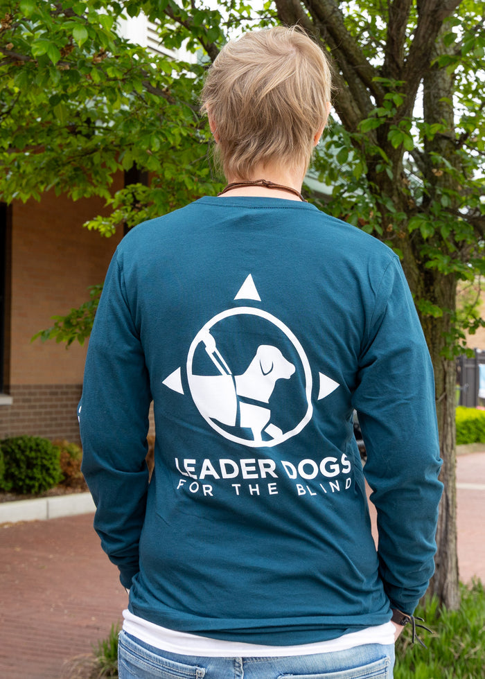 Braille Logo Tee - Long Sleeve, Atlantic Blue