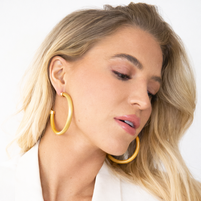 Brushed Gold Hoop Earrings