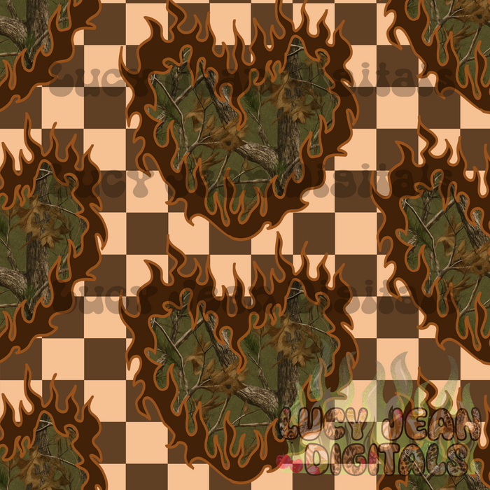 Camo Flame Heart Checkered Seamless File