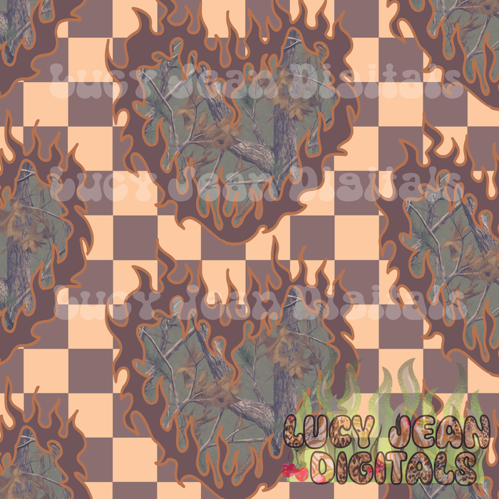 Camo muted Flame Heart Checkered Seamless File