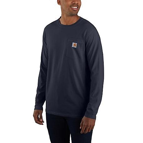 Carhartt Force relaxed fit midweight long sleeve pocket tee in navy, big and tall sizes