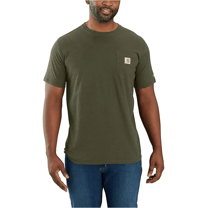 Carhartt Force relaxed fit midweight short sleeve pocket tee in basil heather, big and tall