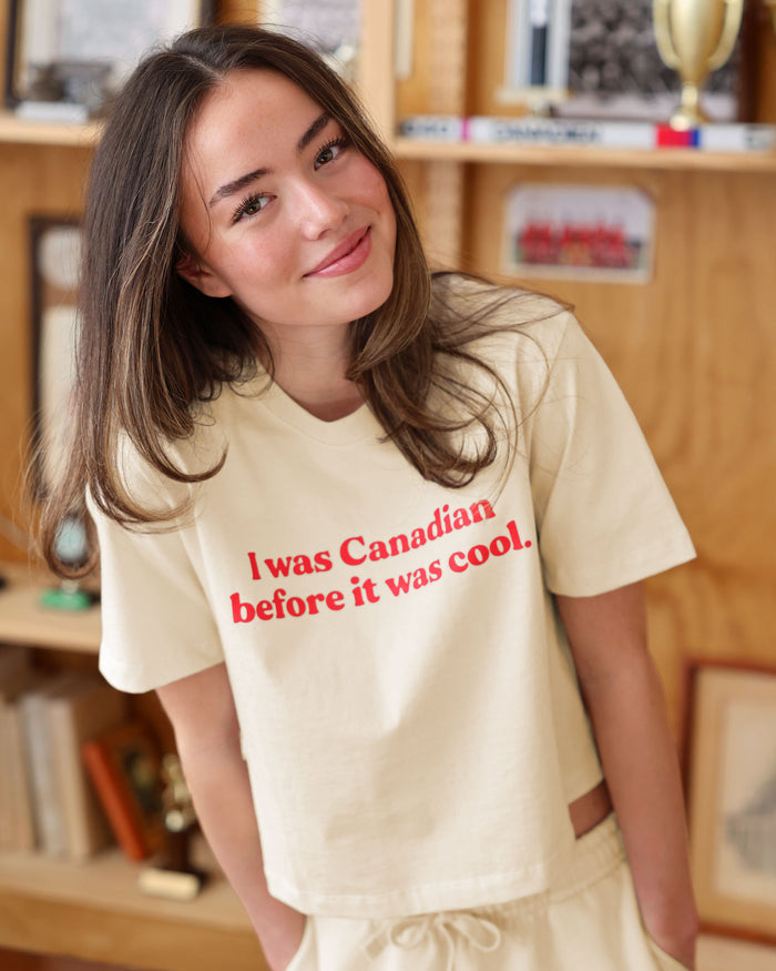 Made in Canada 100% Cotton Cool Canadian Crop Top Natural - Province of Canada