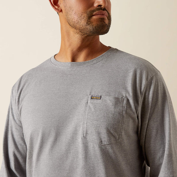 Ariat Work Cotton Strong Working Class heather grey long sleeve tee, additional product view