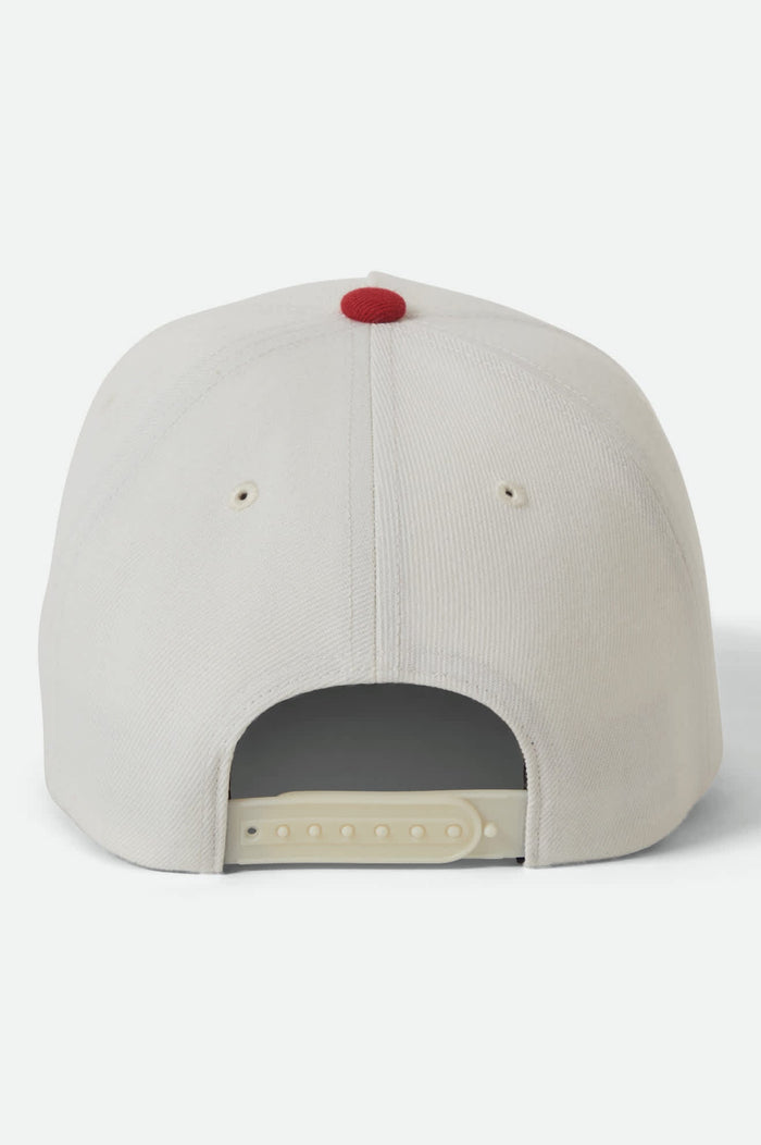 Brixton Crest Netplus snapback hat in off white and adrenaline rush, additional product view