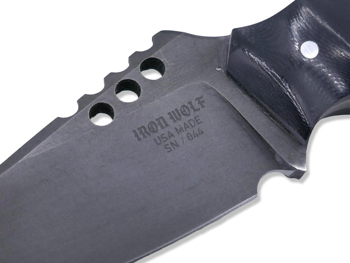 Iron Wolf everyday carry knife by Crimson in black ops finish, additional gallery view