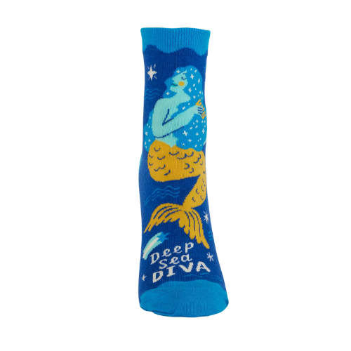 Deep Sea Diva ankle socks with colorful ocean-themed design.