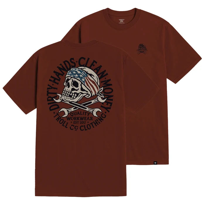 Troll Co. DHCM Pirate short-sleeve graphic t-shirt in red clay, available in big and tall sizes