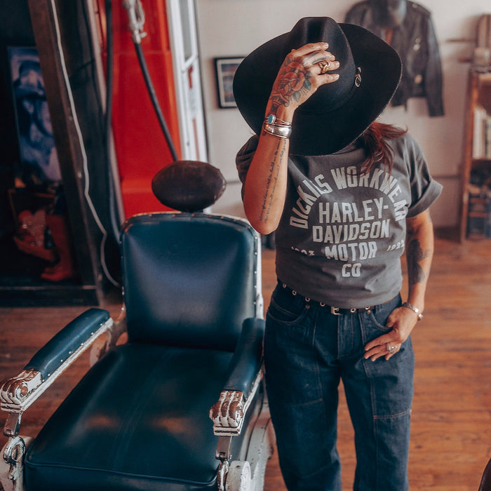 Dickies x Harley-Davidson washed graphic tee in black, additional product view of the shirt