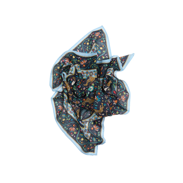 Drake's Polka Dot Print Pocket Square in Navy