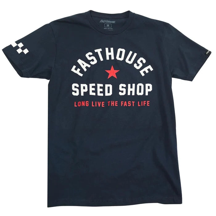 Fasthouse Fast Life short sleeve tee in navy, front view