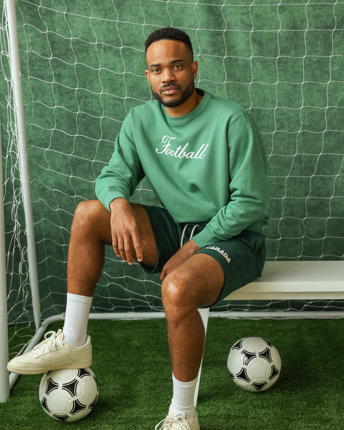 Made in Canada 100% Organic Cotton Football Script Sweatshirt Green - Unisex - Province of Canada