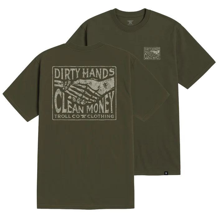 Troll Co. Haggler Box short-sleeve graphic t-shirt in military green, available in big and tall sizes