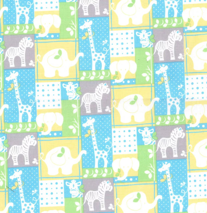 Jungle Patch on Blue Baby Prints 100% Cotton Baby Price Per Yard
