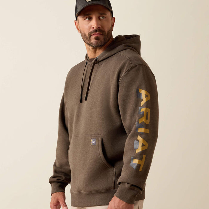 Lightweight Logo Hoodie- Major Brown Heather/Wood Thrush