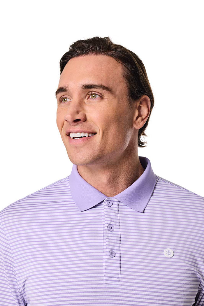 Men's Erodym Long Sleeve Sports Polo | Lavendula/White Stripe