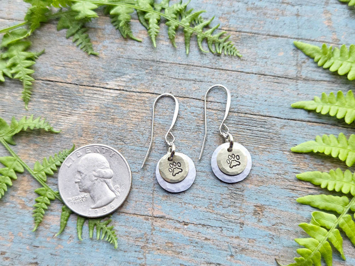 Paw Print Earrings, hand-stamped