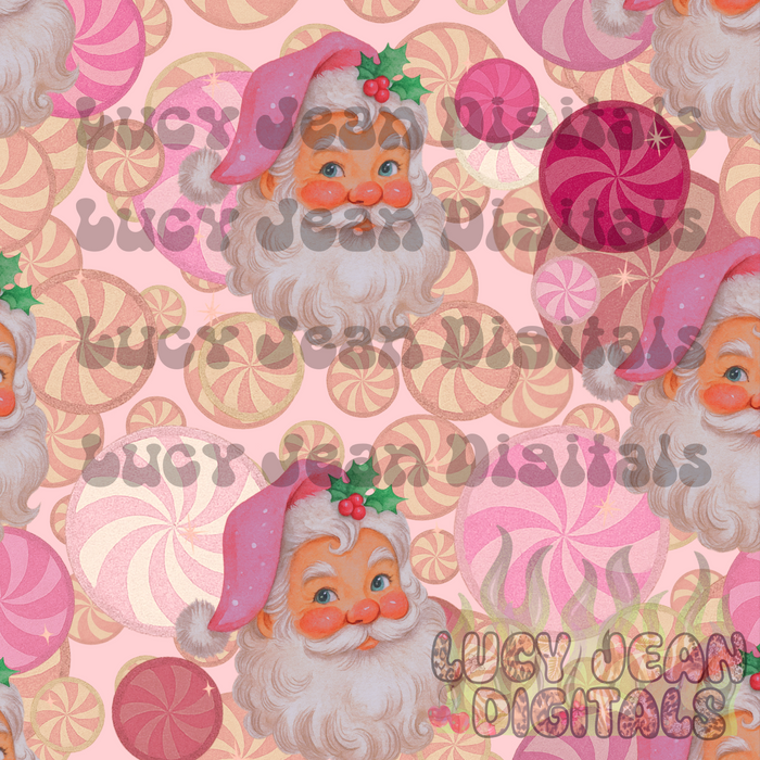 Pink Vintage Santa Seamless File