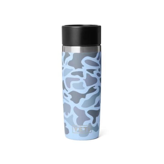 Yeti Rambler 16 ounce travel bottle in blue camo