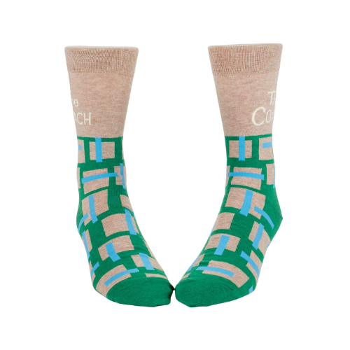 The Coach men’s crew socks with bold athletic-style lettering.