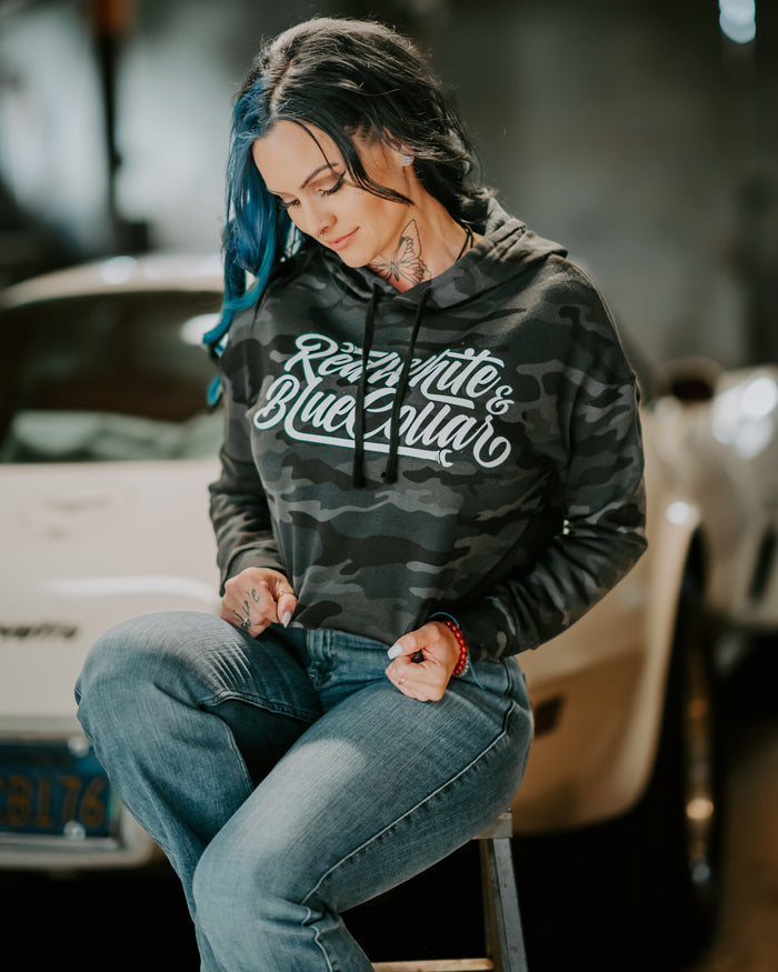 Purpose-Built Mantra crop hoodie in black camo, further product image