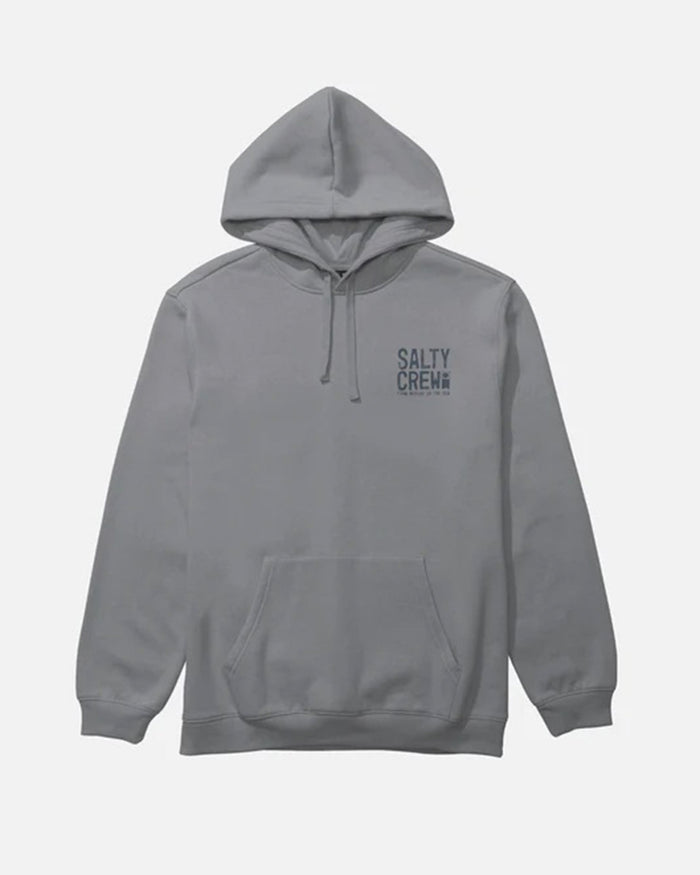 Salty Crew Tried and True fleece hoodie in shark skin, alternate product view