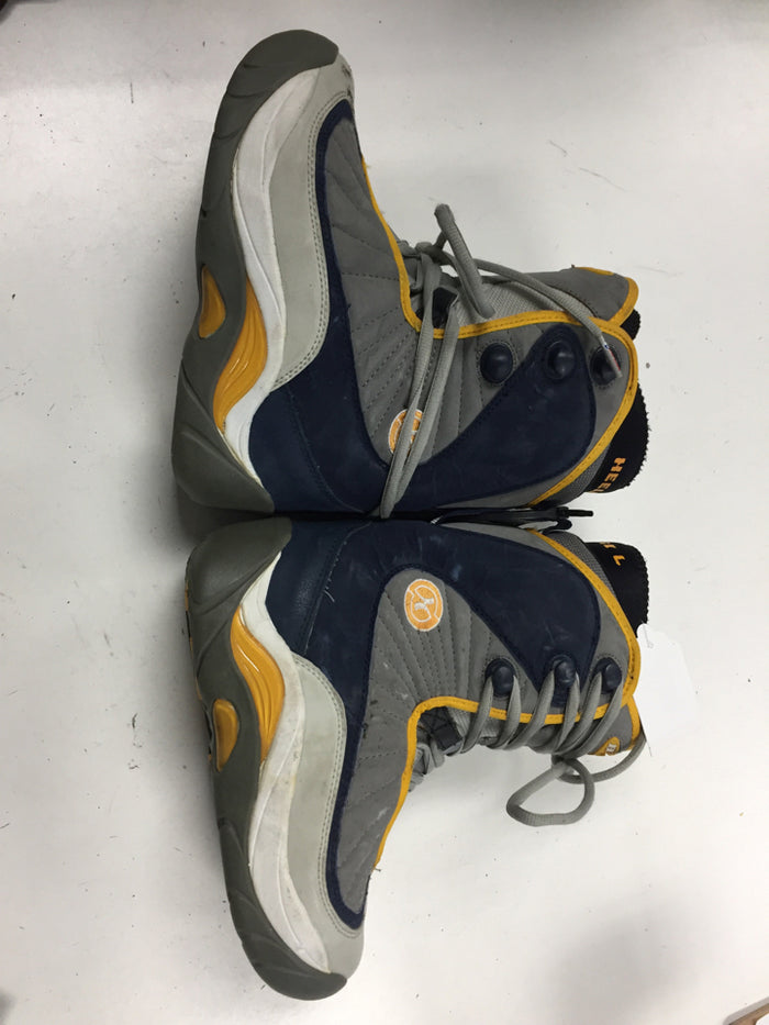 Used Heelside Upper White/Blue/Yellow Mens Size 6 Snowboard Boots