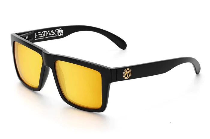 Angled view of the Heat Wave Vise Z87 sunglasses with polarized Gold Rush lens