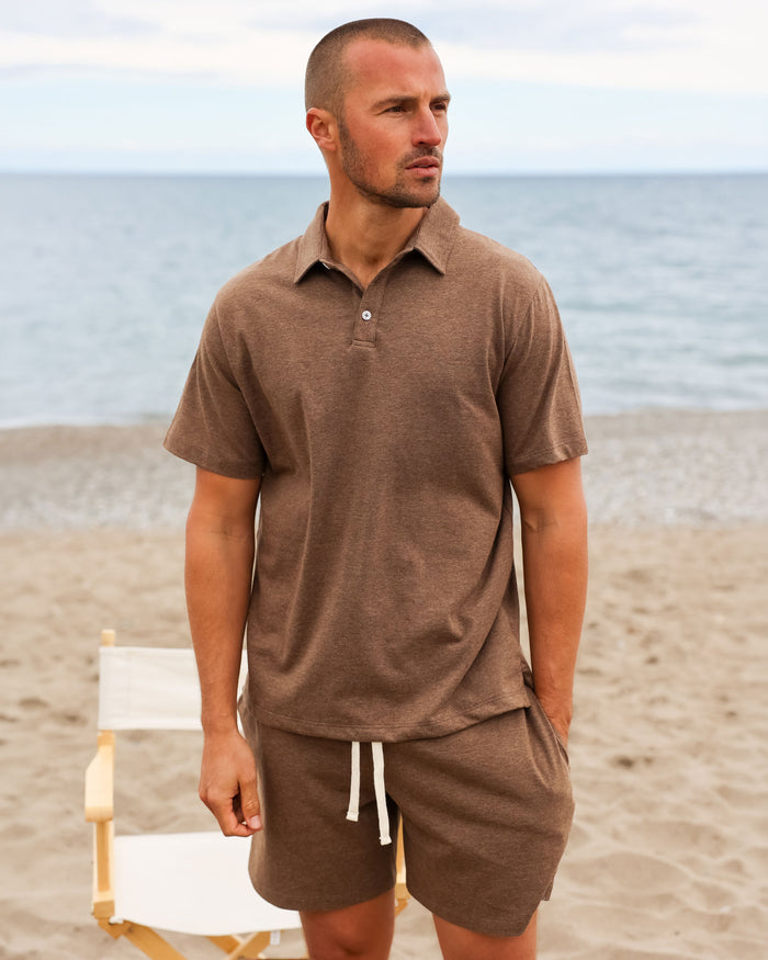 Made in Canada 100% Organic Cotton Weekend Short Heather Brown - Mens - Province of Canada