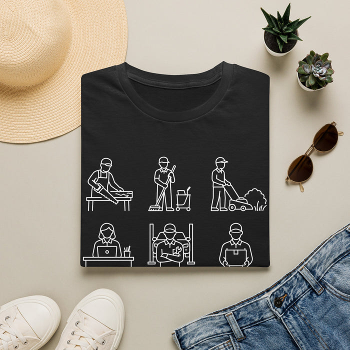 “Whatever You Do, Work Heartily” Minimalist White ink Jobs Tee