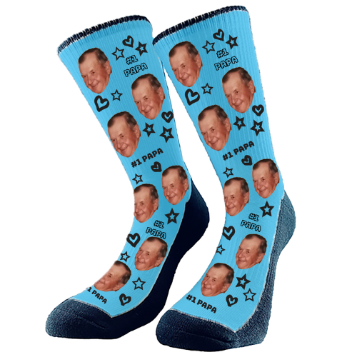 Pair of custom socks with '#1 Papa' design, personalized gift for Father's Day or birthdays