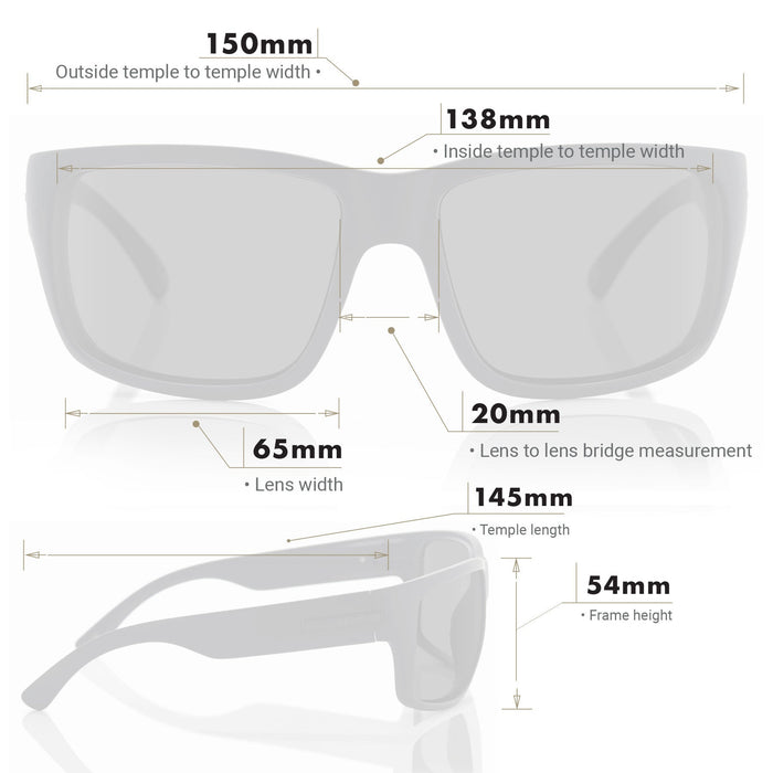 Frame measurement diagram for the Madson 101 XL sunglasses