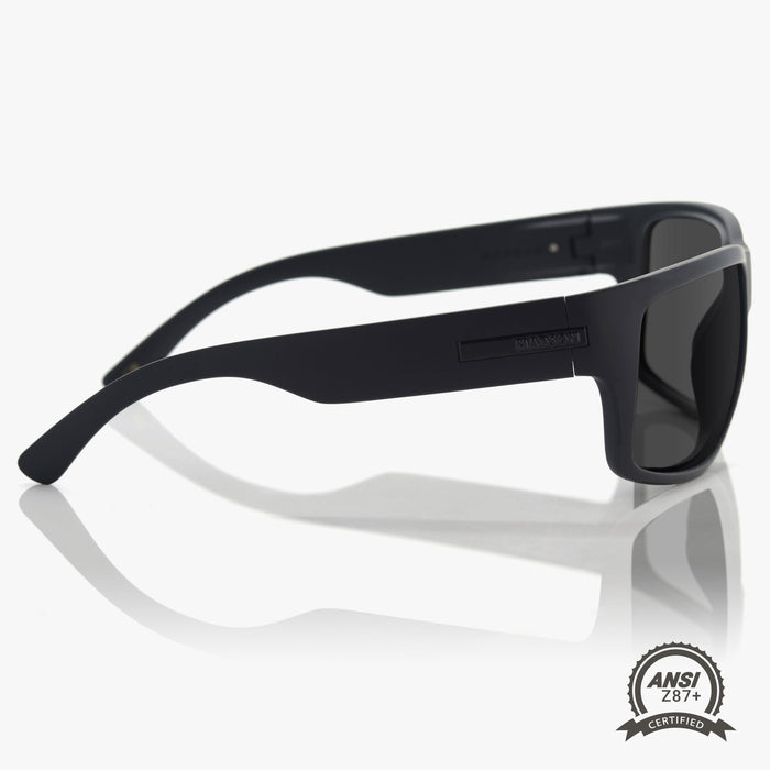 Madson 101 XL Z87+ sunglasses in black on black with grey polarized lens, alternate product view