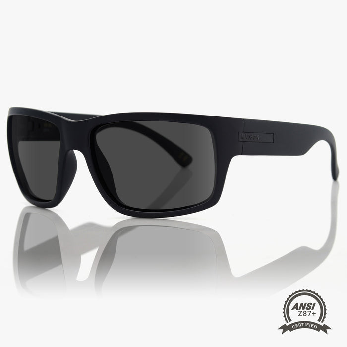 Madson 101 XL Z87+ sunglasses in black on black with grey polarized lens, additional product view