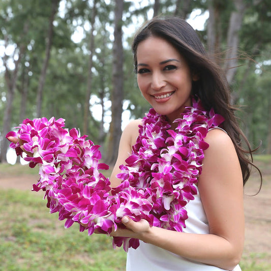 Bulk Purple Orchid Leis for Graduation & Events - Free Shipping