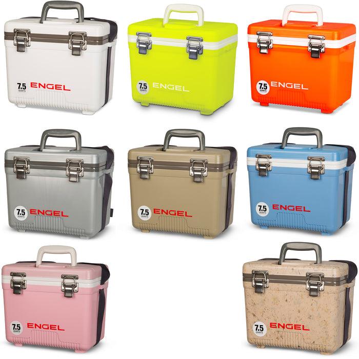 Engel drybox cooler collection shown in multiple colors and sizes