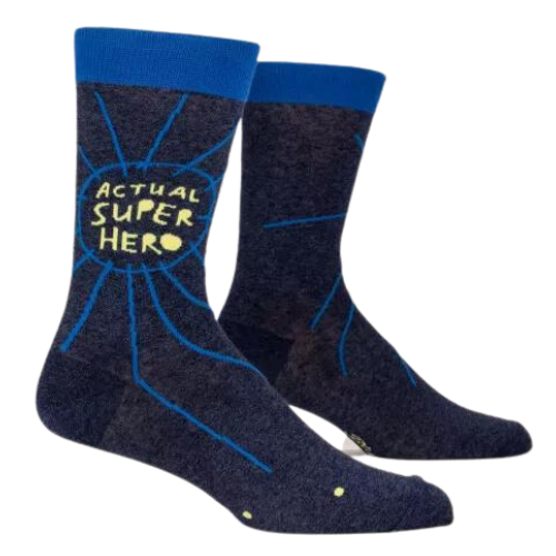 It's a bird! it's a plane! It's a regular person doing pretty amazing things on a daily basis! Men's shoe size 7-12. 50% combed cotton; 47% nylon; 3% spandex.
