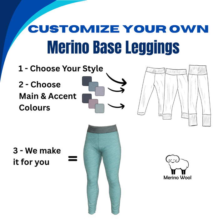 Adult Custom Merino Wool Leggings | Base Layer Weight