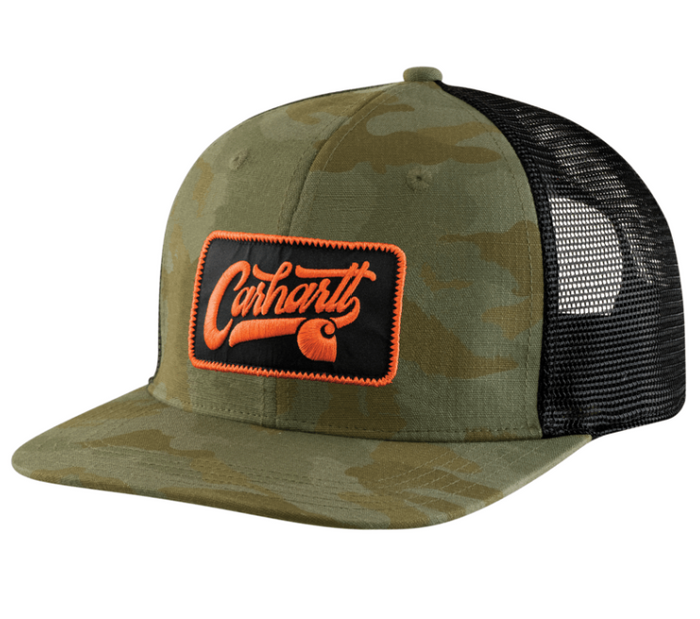 Carhartt ripstop mesh-back camo patch cap in army green camo