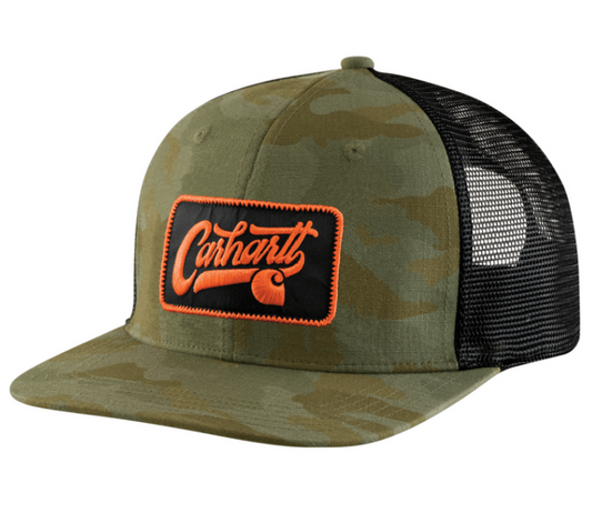 Carhartt ripstop mesh-back camo patch cap in army green camo