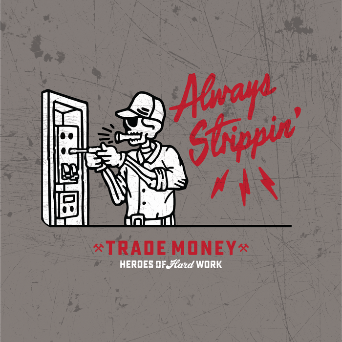 Trade Money Always Strippin' heavyweight t-shirt in faded grey, alternate graphic view