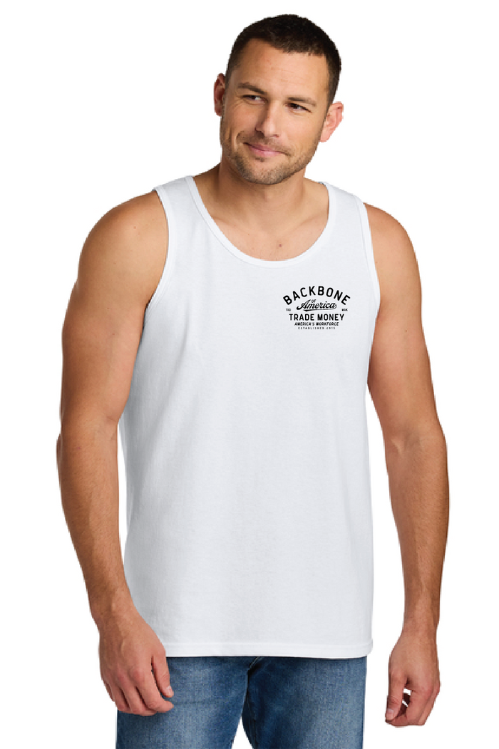 Trade Money America's Workforce heavy graphic tank top in white, alternate graphic view