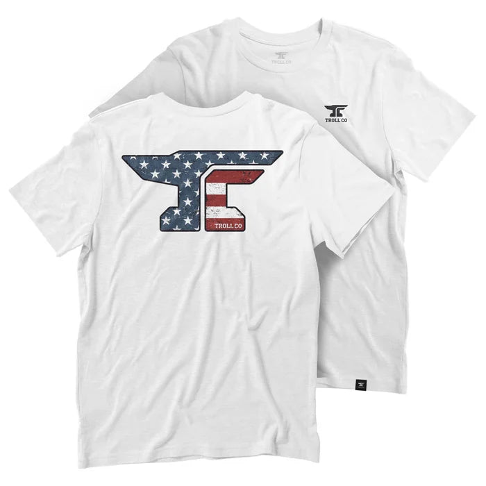 Troll Co. Anvil USA short-sleeve graphic t-shirt in white, available in big and tall sizes