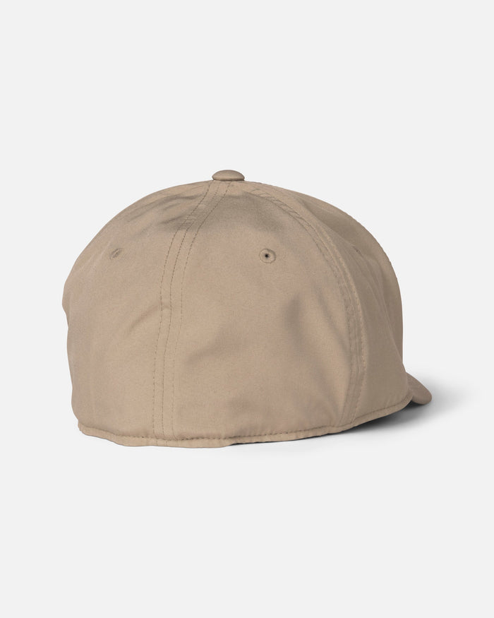 Back view of the Salty Crew Apex FlexFit six-panel hat in khaki